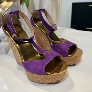 Jimmy Choo Purple Wedge Sandals